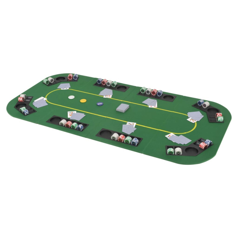 Produktbild för Hopfällbar pokerbordsskiva 8 spelare rektangulärt 4-sidigt grön