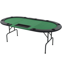 Miniatyr av produktbild för Hopfällbart pokerbord 9 spelare ovalt 3-sidigt grönt