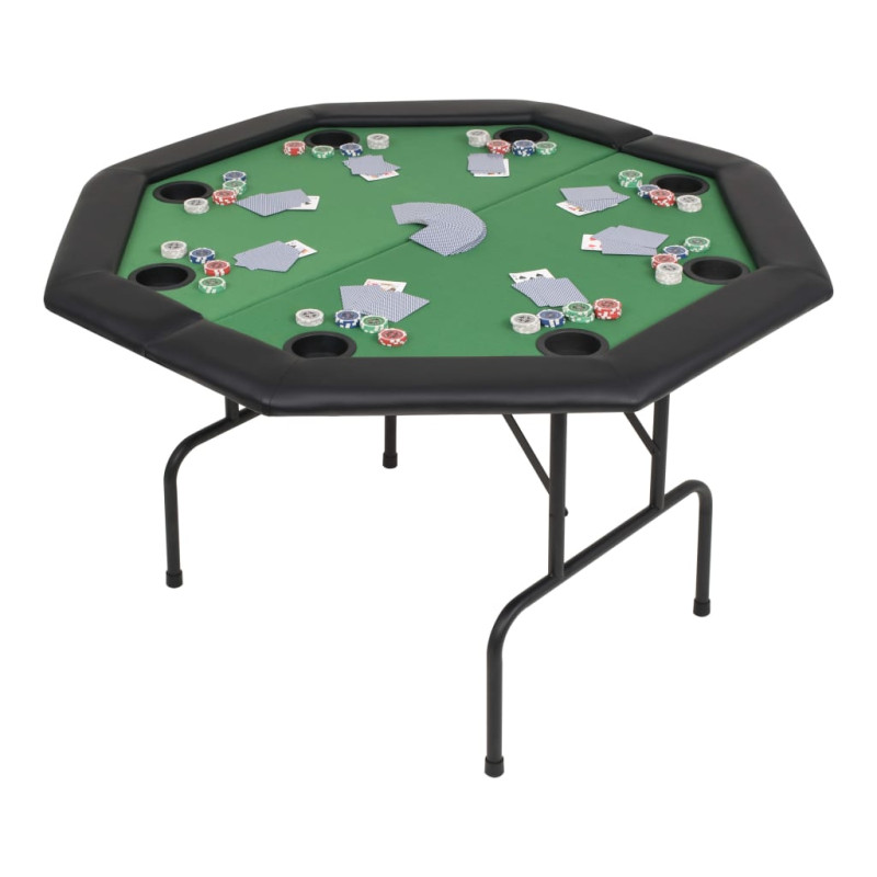 Produktbild för Hopfällbart pokerbord 8 spelare åttkantigt 2-sidigt grönt