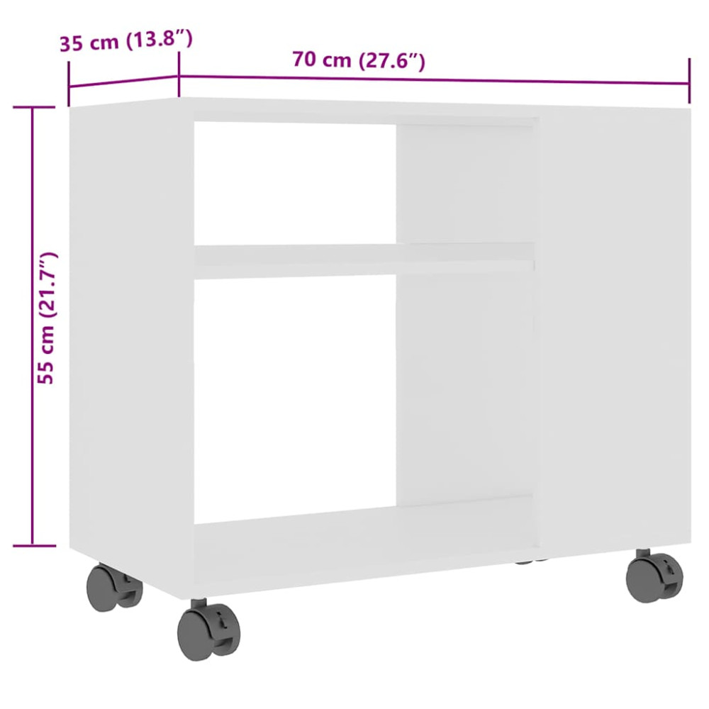 Produktbild för Sidobord vit 70x35x55 cm konstruerat trä