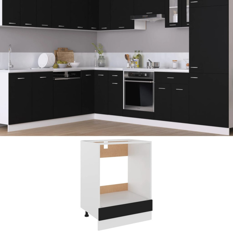 Produktbild för Köksskåp för ugn svart 60x46x81,5 cm konstruerat trä