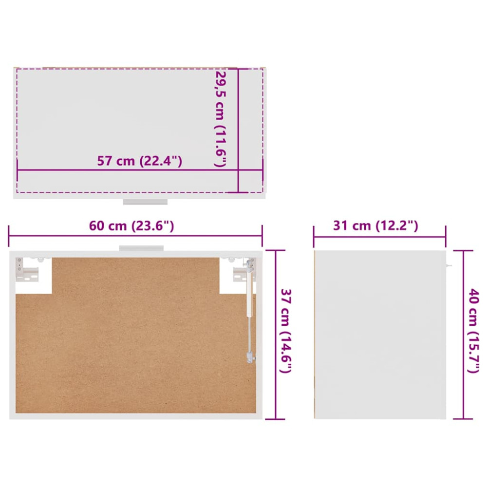 Produktbild för Väggskåp “Lyon” vit 60x31x40 cm konstruerat trä