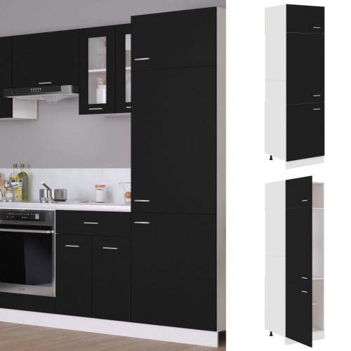 vidaXL Skåp för kylskåp svart 60x57x207 cm konstruerat trä