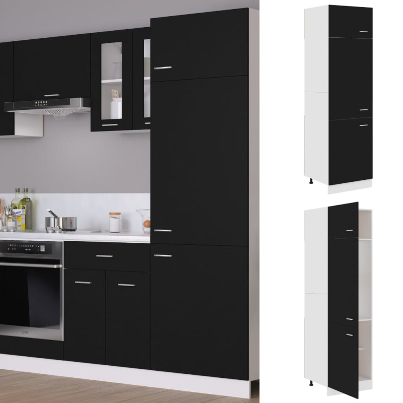 Produktbild för Skåp för kylskåp svart 60x57x207 cm konstruerat trä