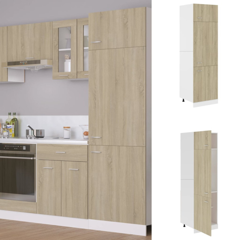 Produktbild för Skåp för kylskåp sonoma-ek 60x57x207 cm konstruerat trä