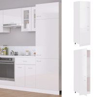 Miniatyr av produktbild för Skåp för kylskåp vit högglans 60x57x207 cm konstruerat trä