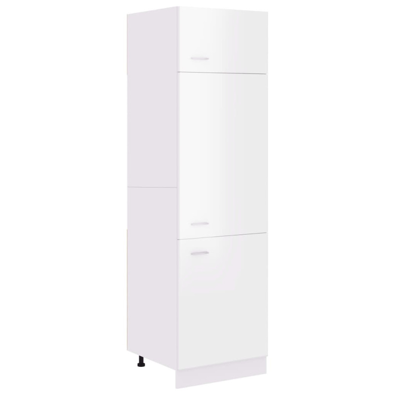 Produktbild för Skåp för kylskåp vit högglans 60x57x207 cm konstruerat trä