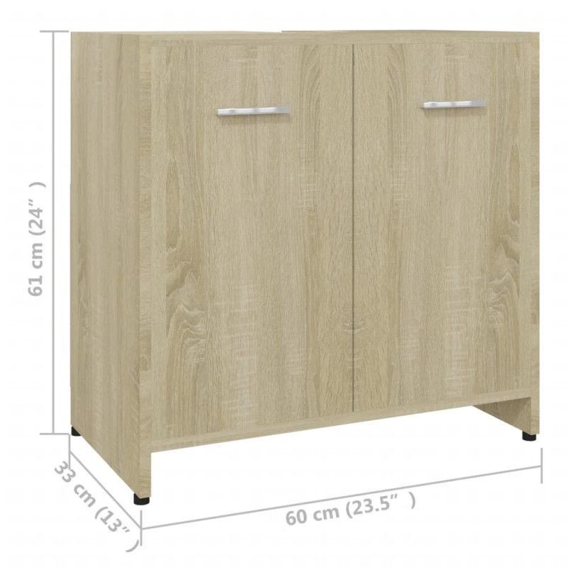 Produktbild för Badrumsskåp sonoma-ek 60x33x61 cm konstruerat trä
