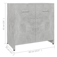 Produktbild för Badrumsskåp betonggrå 60x33x61 cm konstruerat trä
