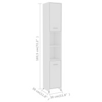 Produktbild för Badrumsskåp vit 30x30x183,5 cm spånskiva