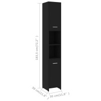 Produktbild för Badrumsskåp svart 30x30x183,5 cm konstruerat trä