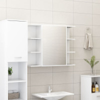 Miniatyr av produktbild för Spegelskåp för badrum vit 80x20,5x64 cm konstruerat trä