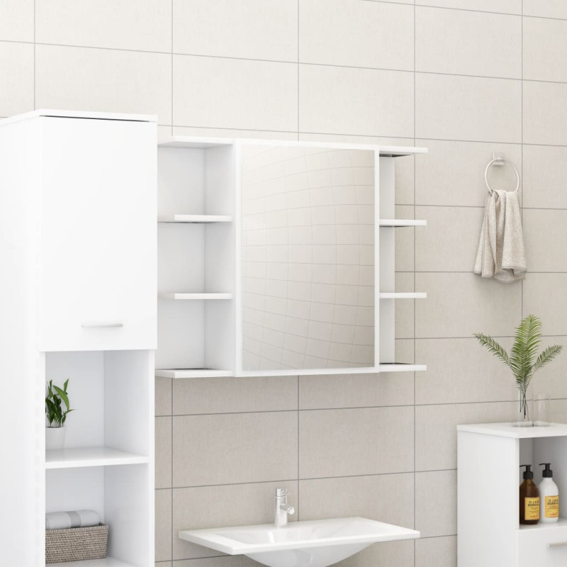 Produktbild för Spegelskåp för badrum vit 80x20,5x64 cm konstruerat trä
