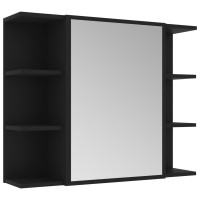 Miniatyr av produktbild för Spegelskåp för badrum svart 80x20,5x64 cm konstruerat trä