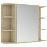 Produktbild för Spegelskåp för badrum sonoma-ek 80x20,5x64 cm konstruerat trä