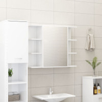 Miniatyr av produktbild för Spegelskåp för badrum vit högglans 80x20,5x64cm konstruerat trä