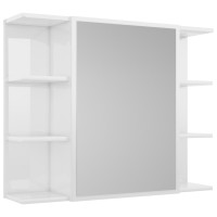 Miniatyr av produktbild för Spegelskåp för badrum vit högglans 80x20,5x64cm konstruerat trä