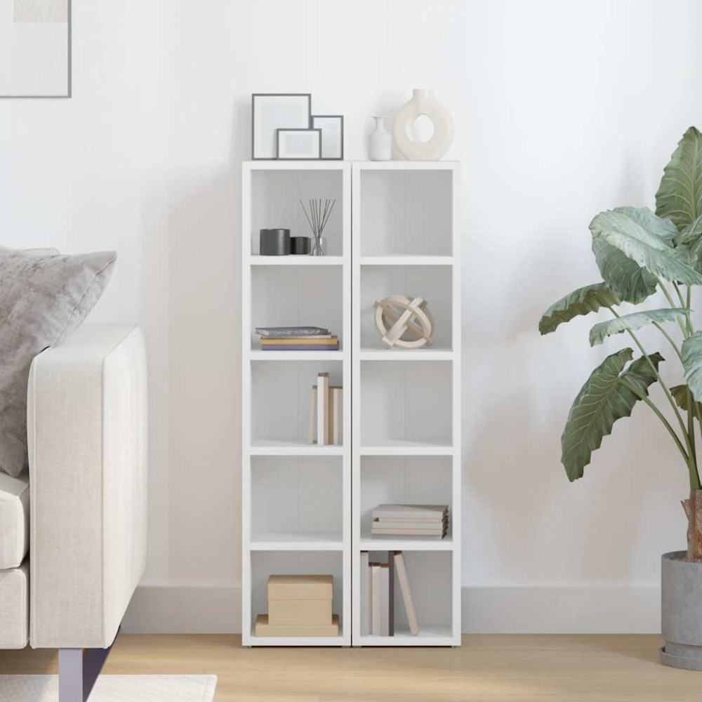 Produktbild för CD-hyllor 2 st vit 21x16x93,5 cm konstruerat trä