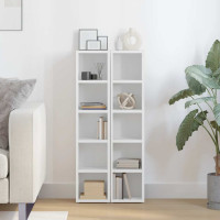 Produktbild för CD-hyllor 2 st vit 21x16x93,5 cm konstruerat trä
