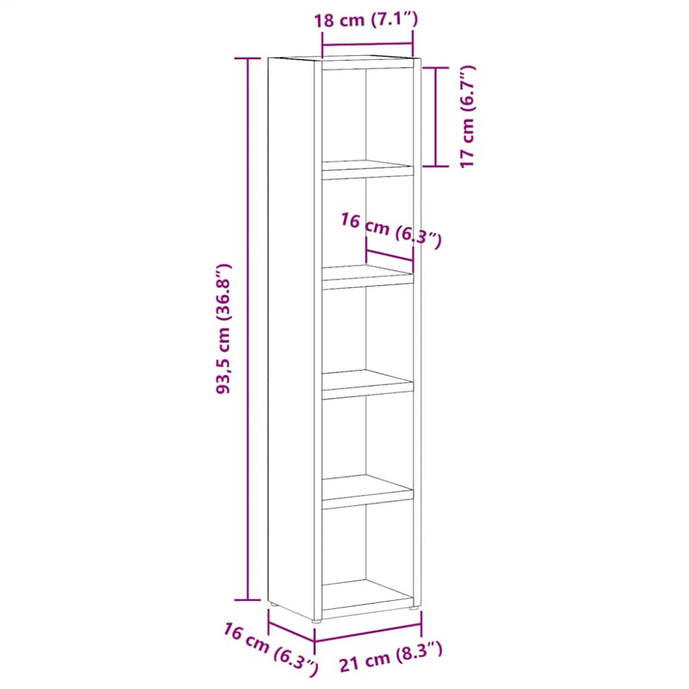 Produktbild för CD-hyllor 2 st sonoma-ek 21x16x93,5 cm spånskiva