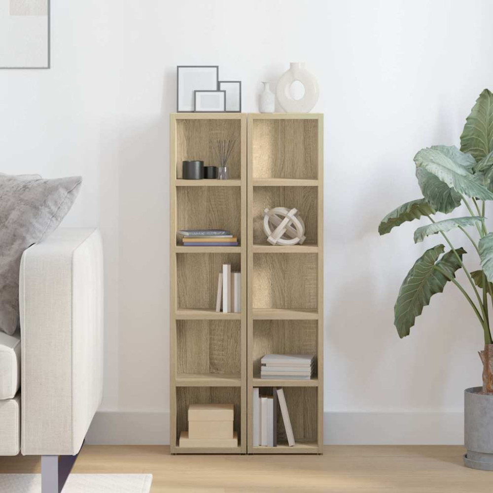 Produktbild för CD-hyllor 2 st sonoma-ek 21x16x93,5 cm spånskiva