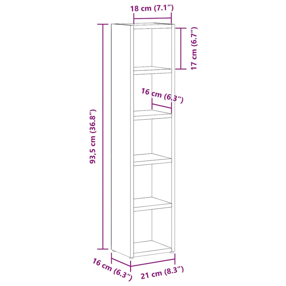 Produktbild för CD-hyllor 2 st betonggrå 21x16x93,5 cm spånskiva