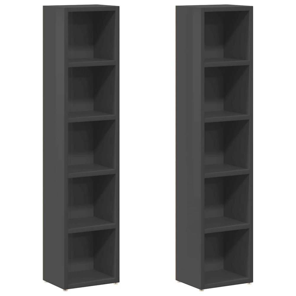 Produktbild för CD-hyllor 2 st grå högglans 21x16x93,5 cm spånskiva