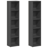 Produktbild för CD-hyllor 2 st grå högglans 21x16x93,5 cm spånskiva