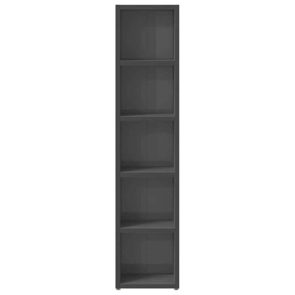 Produktbild för CD-hyllor 2 st grå högglans 21x16x93,5 cm spånskiva