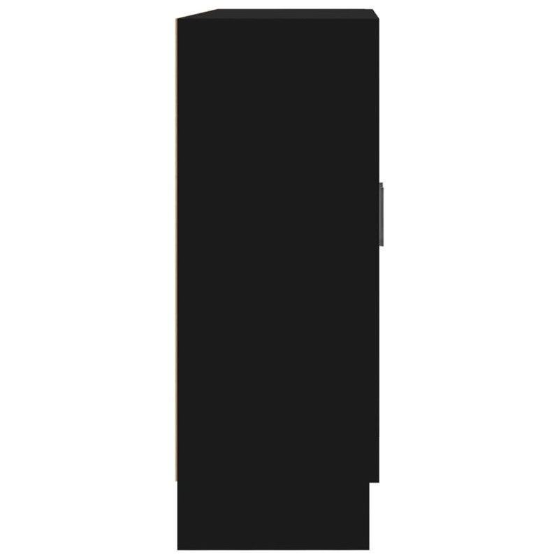 Produktbild för Vitrinskåp svart 82,5x30,5x80 cm konstruerat trä