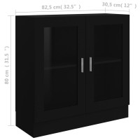 Produktbild för Vitrinskåp svart 82,5x30,5x80 cm konstruerat trä