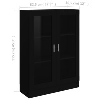 Produktbild för Vitrinskåp svart 82,5x30,5x115 cm konstruerat trä