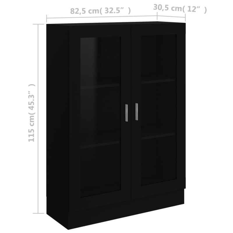 Produktbild för Vitrinskåp svart 82,5x30,5x115 cm spånskiva