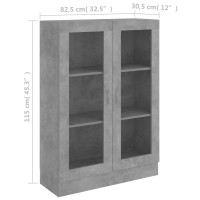 Produktbild för Vitrinskåp betonggrå 82,5x30,5x115 cm konstruerat trä