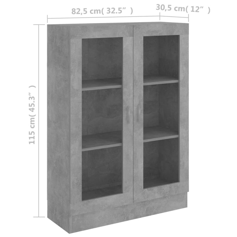 Produktbild för Vitrinskåp betonggrå 82,5x30,5x115 cm spånskiva