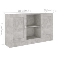 Produktbild för Byrå betonggrå 120x30,5x70 cm konstruerat trä