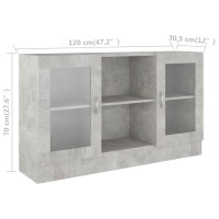 Miniatyr av produktbild för Vitrinskåp betonggrå 120x30,5x70 cm spånskiva