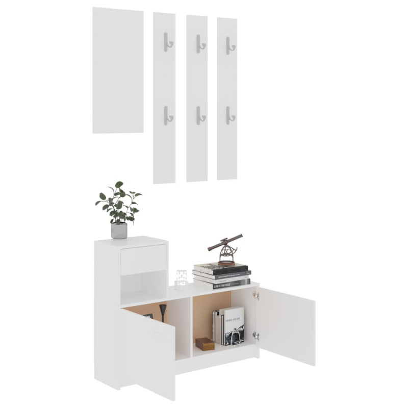 Produktbild för Hallmöbler vit 100x25x76,5 cm konstruerat trä