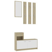 Produktbild för Hallmöbler vit och sonoma-ek 100x25x76,5 cm konstruerat trä