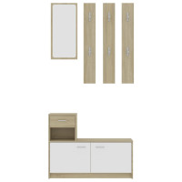 Produktbild för Hallmöbler vit och sonoma-ek 100x25x76,5 cm konstruerat trä