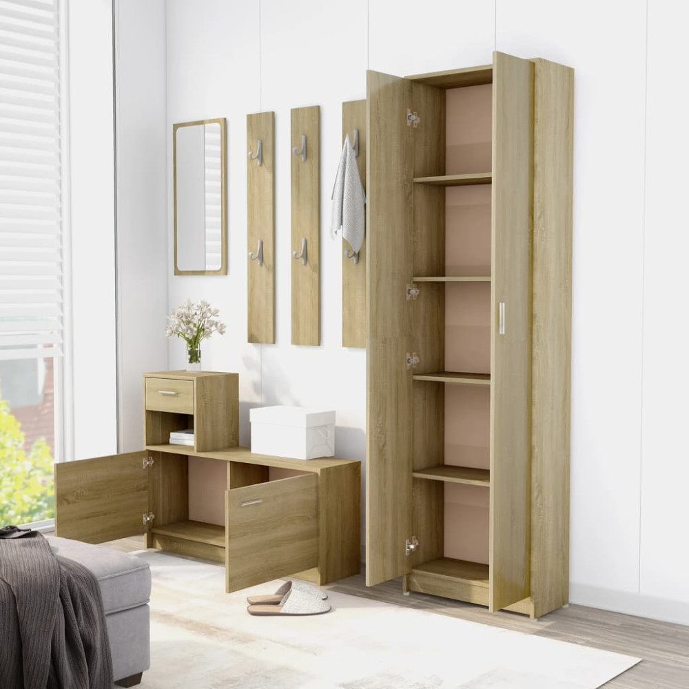 Produktbild för Hallgarderob sonoma-ek 55x25x189 cm konstruerat trä