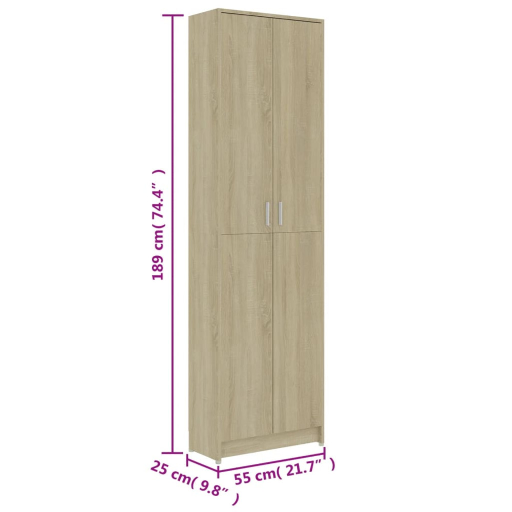 Produktbild för Hallgarderob sonoma-ek 55x25x189 cm konstruerat trä