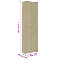 Produktbild för Hallgarderob sonoma-ek 55x25x189 cm konstruerat trä