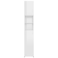 Miniatyr av produktbild för Badrumsskåp vit högglans 32x25,5x190 cm konstruerat trä