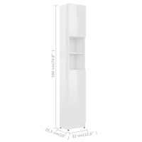 Miniatyr av produktbild för Badrumsskåp vit högglans 32x25,5x190 cm konstruerat trä