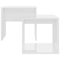 Produktbild för Soffbord set vit högglans 48x30x45 cm konstruerat trä