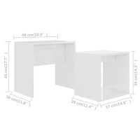 Produktbild för Soffbord set vit högglans 48x30x45 cm konstruerat trä