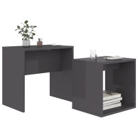 Produktbild för Soffbord set grå högglans 48x30x45 cm konstruerat trä
