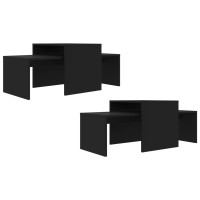 Produktbild för Soffbord set svart 100x48x40 cm konstruerat trä