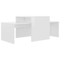 Produktbild för Soffbord set vit högglans 100x48x40 cm konstruerat trä